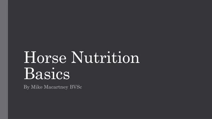 horse nutrition basics