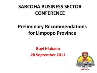 Preliminary Recommendations for Limpopo Province