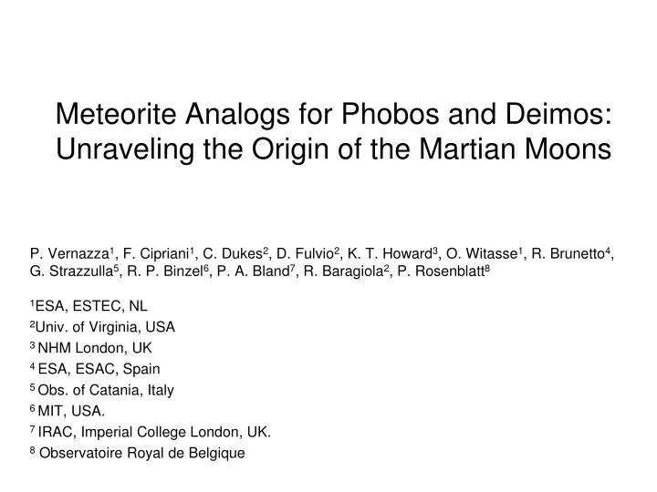 meteorite analogs for phobos and deimos unraveling the origin of the martian moons