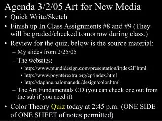 Agenda 3/2/05 Art for New Media