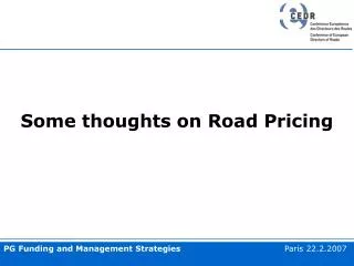 Some thoughts on Road Pricing