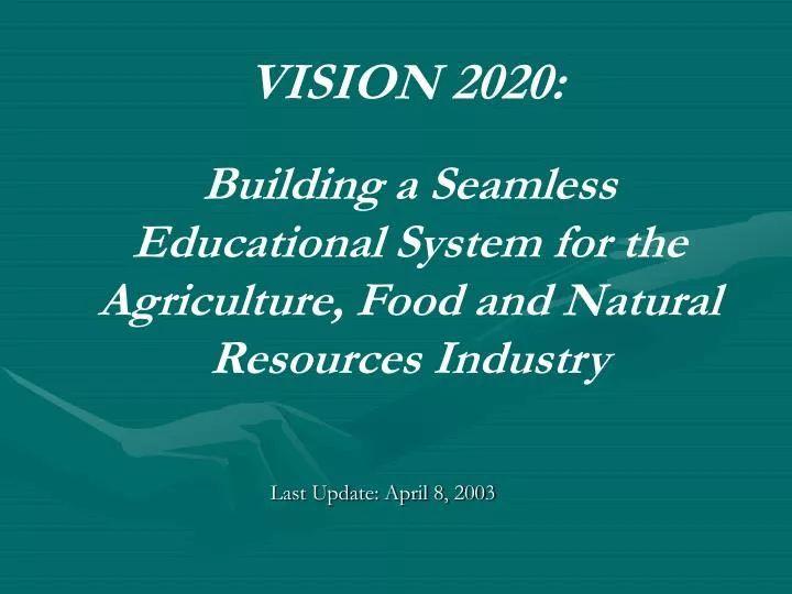 building a seamless educational system for the agriculture food and natural resources industry