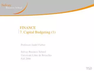 FINANCE 7. Capital Budgeting (1)