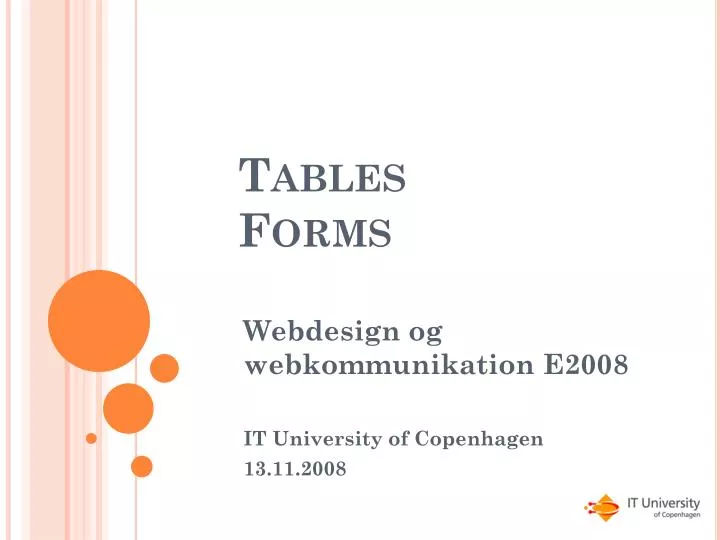 tables forms