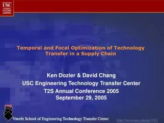 Temporal and Focal Optimization of Technology Transfer in a Supply Chain