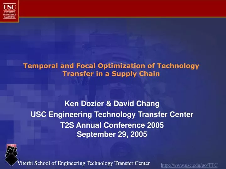 temporal and focal optimization of technology transfer in a supply chain