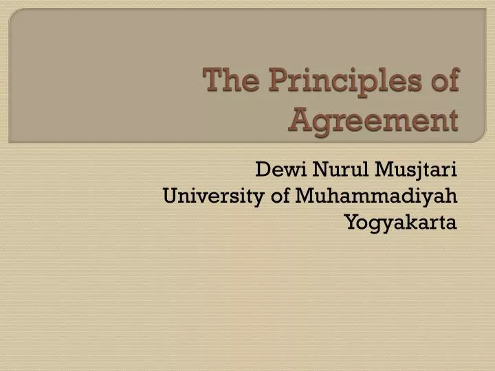 the principles of agreement