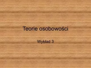 teorie osobowo ci