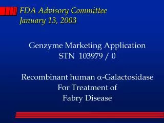 FDA Advisory Committee January 13, 2003