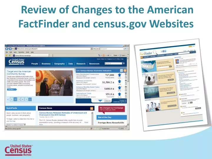 review of changes to the american factfinder and census gov websites