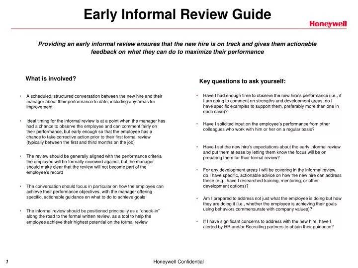 early informal review guide