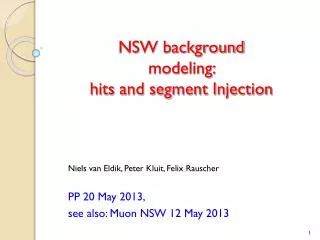 NSW background modeling: hits and segment Injection