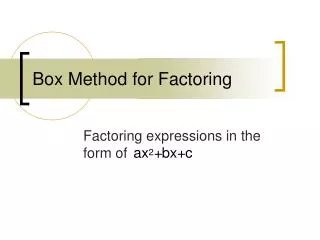 Box Method for Factoring