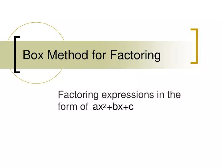 box method for factoring