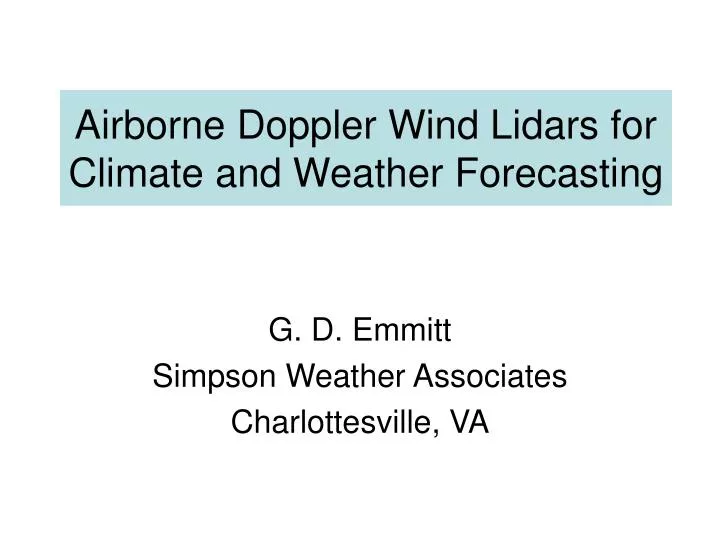 airborne doppler wind lidars for climate and weather forecasting