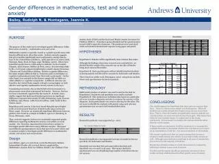 Gender differences in mathematics, test and social anxiety This title is in 90 pt Verdana.