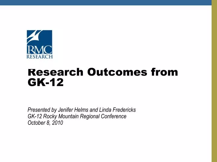 research outcomes from gk 12
