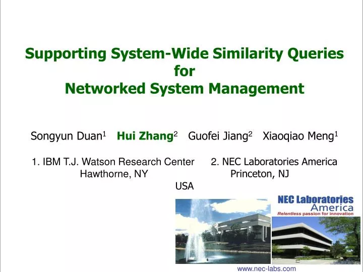 supporting system wide similarity queries for networked system management
