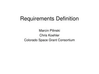 Requirements Definition