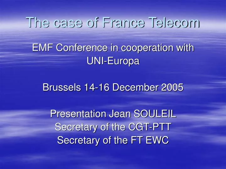 the case of france telecom