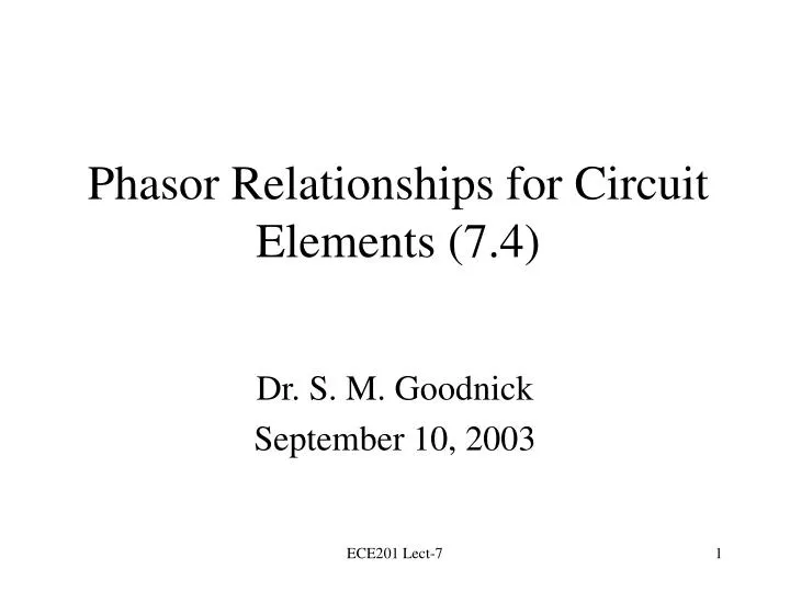 phasor relationships for circuit elements 7 4