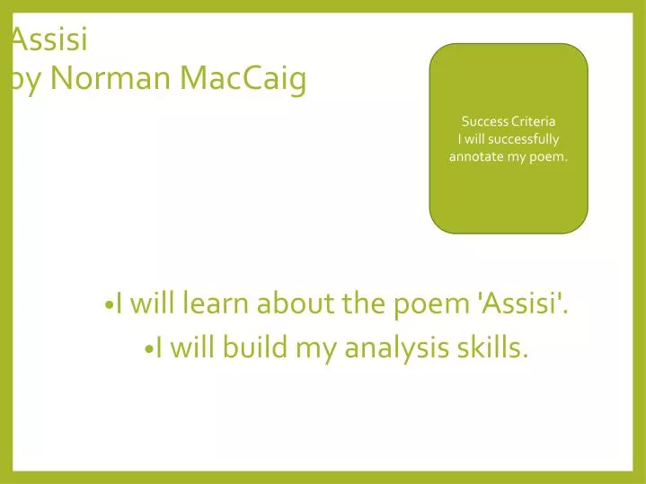 assisi by norman maccaig