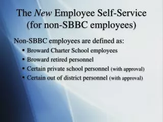 The New Employee Self-Service (for non-SBBC employees)