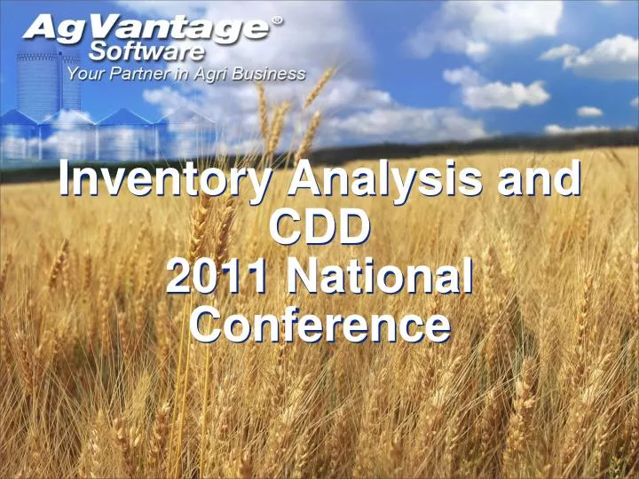 inventory analysis and cdd 2011 national conference