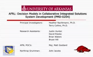 AFRL: Decision Models in Collaborative Integrated Solutions System Development (PMD-0204)