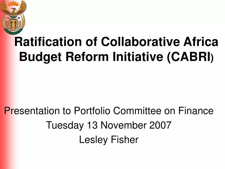 ratification of collaborative africa budget reform initiative cabri