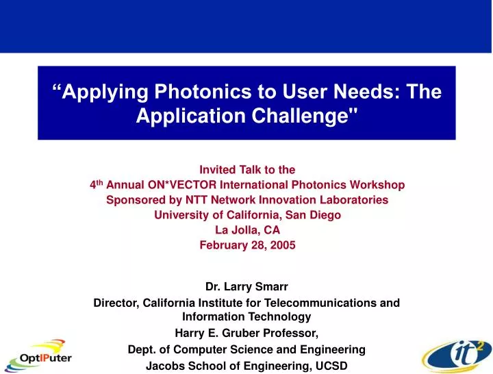 applying photonics to user needs the application challenge