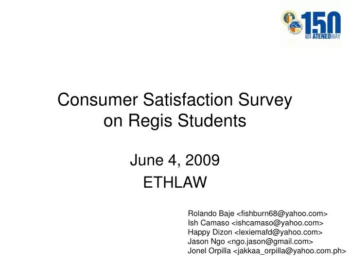 consumer satisfaction survey on regis students