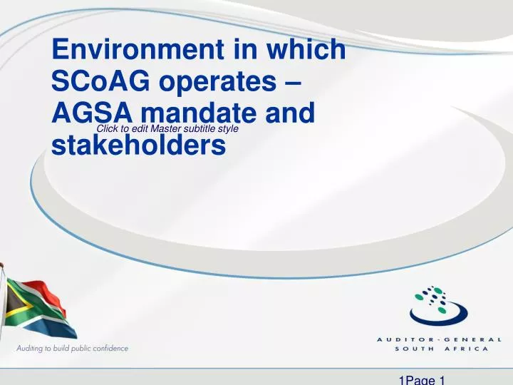 environment in which scoag operates agsa mandate and stakeholders