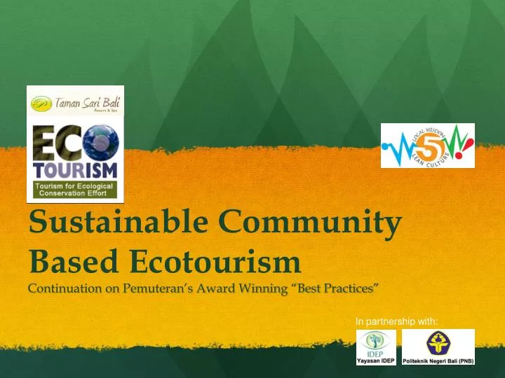 sustainable community based ecotourism
