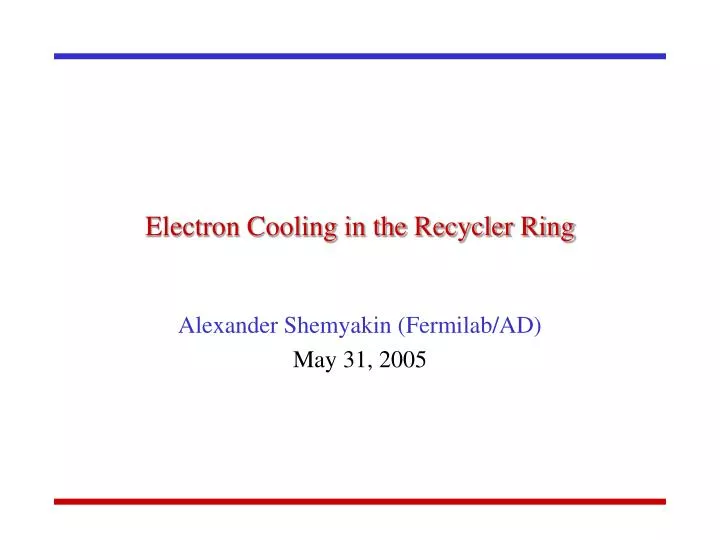 electron cooling in the recycler ring