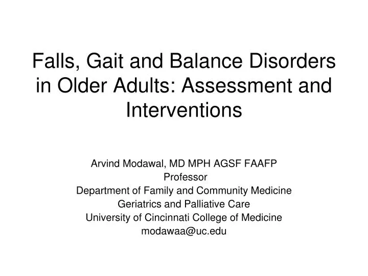 falls gait and balance disorders in older adults assessment and interventions