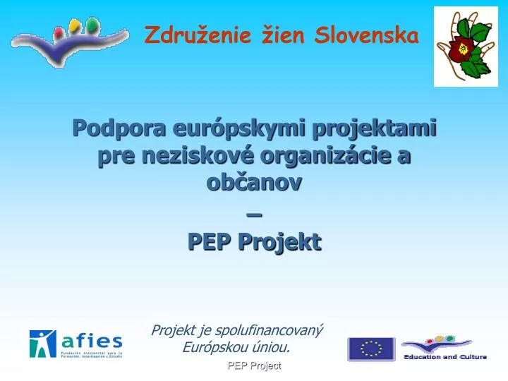 podpora eur pskymi projektami pre neziskov organiz cie a ob anov pep projekt