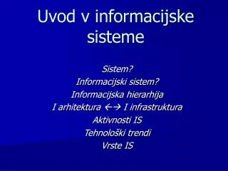 Uvod v informacijske sisteme