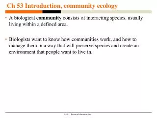 Ch 53 Introduction, community ecology