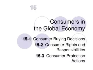 Consumers in the Global Economy