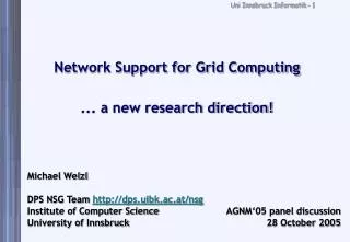 Network Support for Grid Computing ... a new research direction!