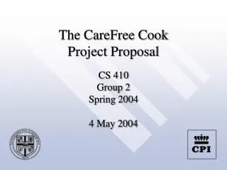 The CareFree Cook Project Proposal