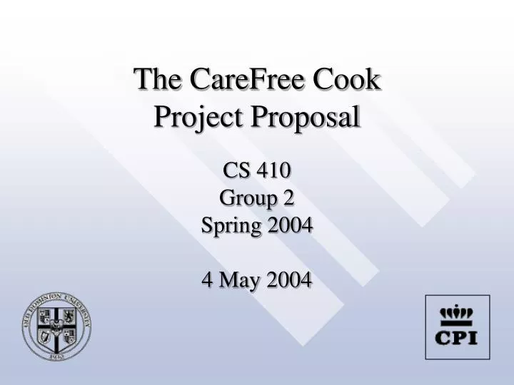 the carefree cook project proposal