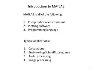 Introduction to MATLAB