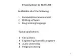 Introduction to MATLAB - slide 1