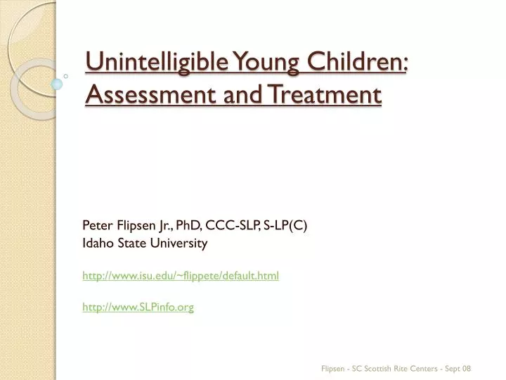 unintelligible young children assessment and treatment
