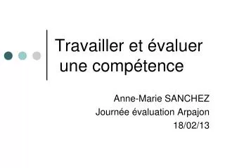 travailler et valuer une comp tence