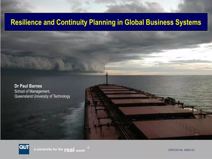 resilience and continuity planning in global business systems