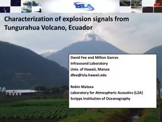 Characterization of explosion signals from Tungurahua Volcano, Ecuador