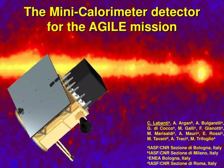 the mini calorimeter detector for the agile mission